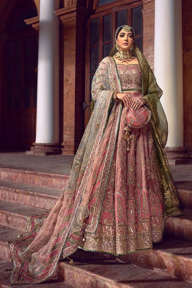 Embellished Bridal Lehenga Choli and Net Dupatta Wedding Dress in Premium Tissue Fabric Online