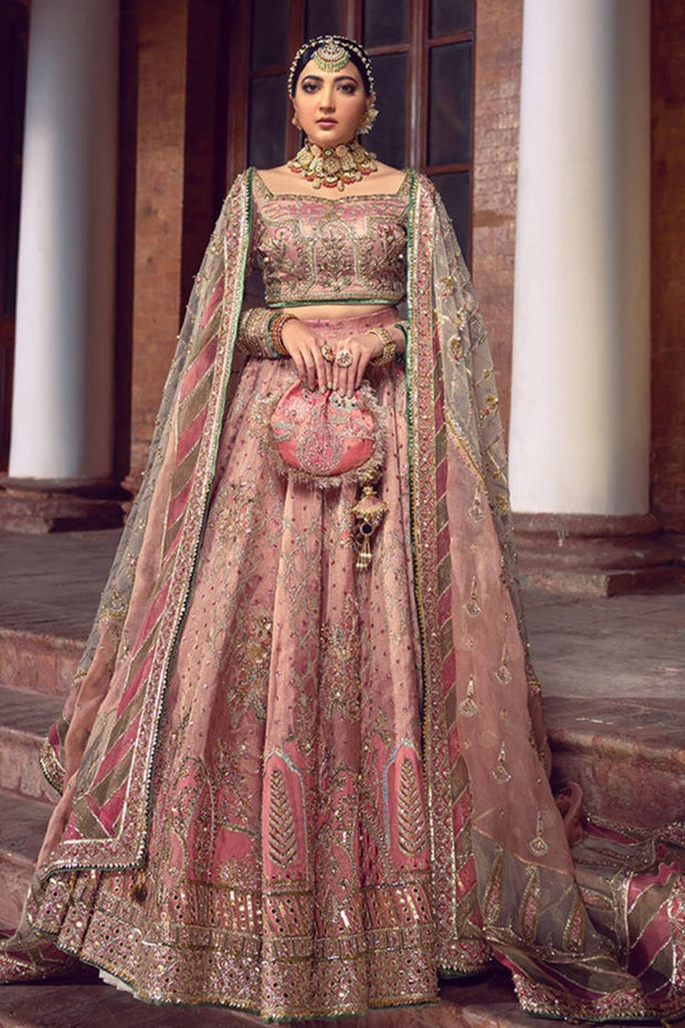 Embellished Bridal Lehenga Choli and Net Dupatta Wedding Dress in Premium Tissue Fabric
