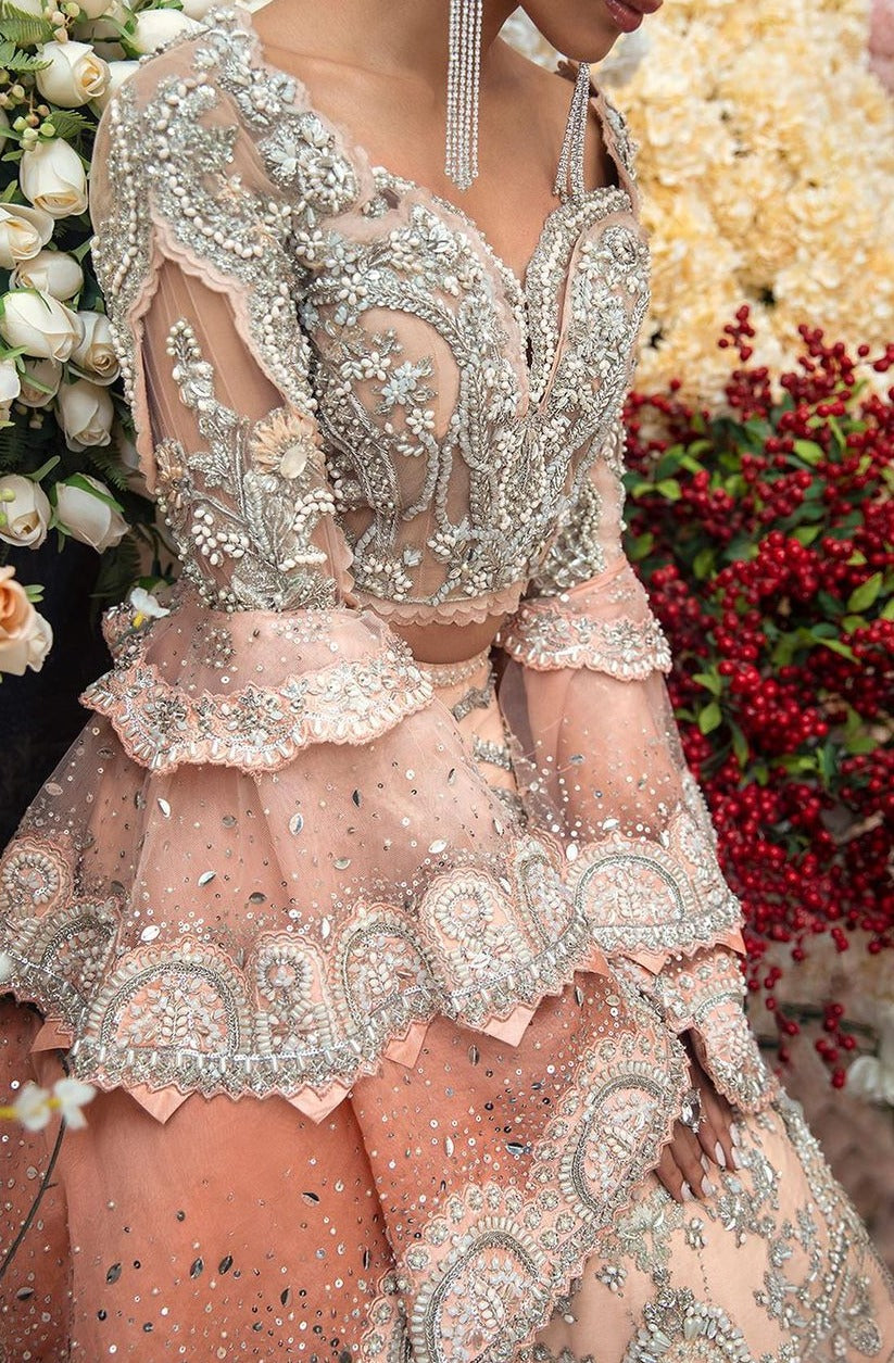 Embellished Bridal Peach Lehenga for Walima Bridal