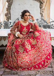 Embellished Bridal Red Gold Lehenga Choli Dress 2022