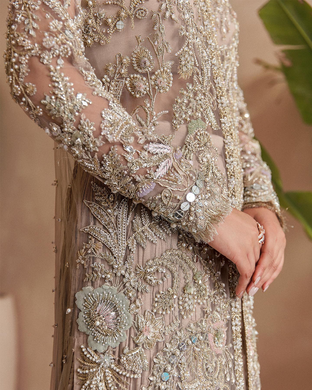 Exquisite Bridal Dress with Net Gown and Sharara Style
