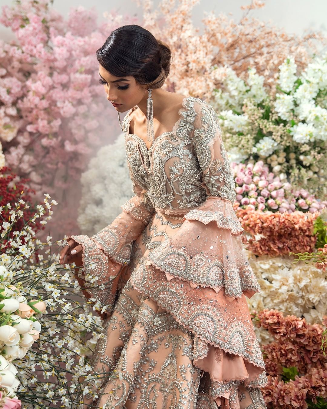 Embellished Dark Peach Lehenga