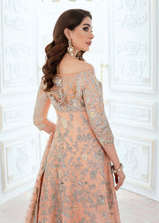 Embellished Designer Bridal Peach Color Lehenga Gown 2023