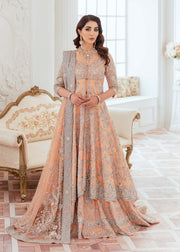 Embellished Designer Bridal Peach Color Lehenga Gown