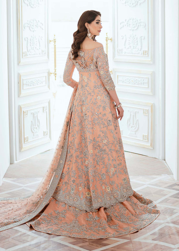Embellished Designer Bridal Peach Color Lehenga 