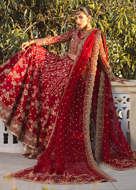 Embellished Designer Red Bridal Lehenga Choli Dress 2022
