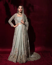 Embellished Gown with Lehenga Choli and Dupatta Dress