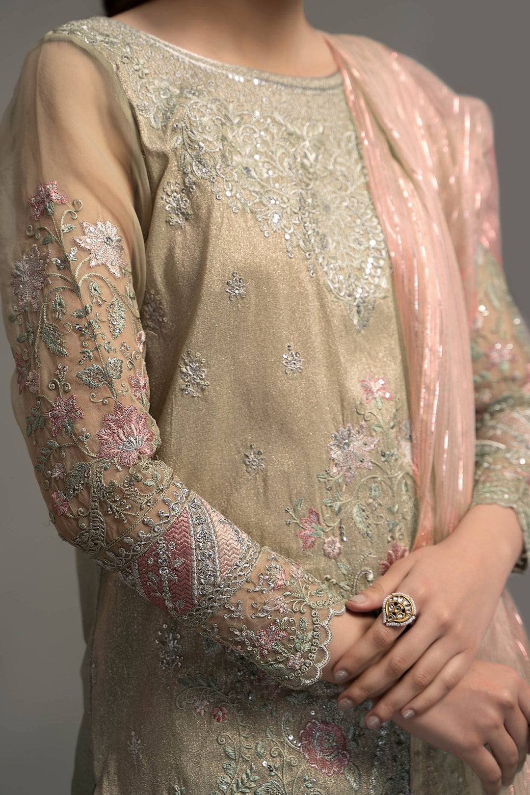 Embellished Green Sharara Kameez Pakistani Party Dress