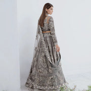Embellished Grey Bridal Lehenga Choli and Dupatta Dress Online