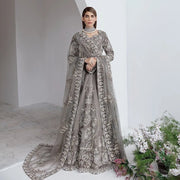 Embellished Grey Bridal Lehenga Choli and Dupatta Dress