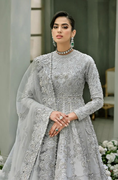 Embellished Grey Gown Lehenga Pakistani Wedding Dress