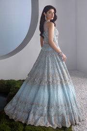 Embellished Ice Blue Lehenga Choli and Dupatta Dress