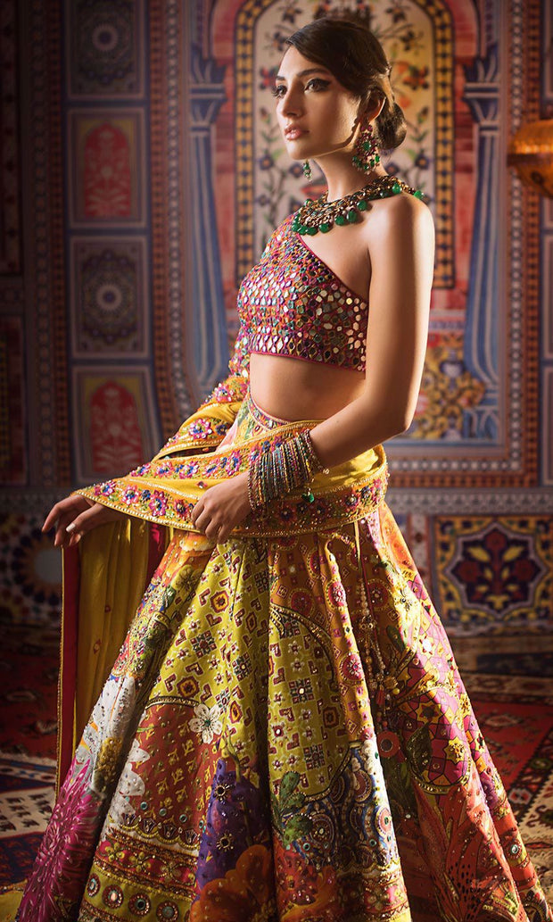 Embellished Indian Bridal Mirror Lehenga Choli 2022