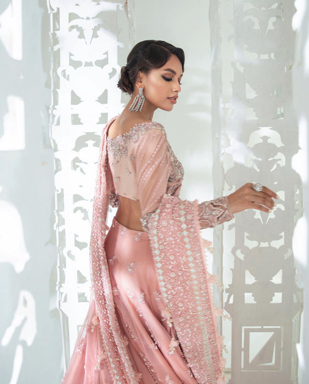 Embellished Indian Bridal Wear Baby Pink Lehenga Choli 2022