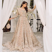 Embellished Indian Bridal Wear Brown Skin Lehenga Frock 2022