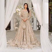 Embellished Indian Bridal Wear Brown Skin Lehenga Frock