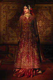 Embellished Indian Bridal Wear Maroon Lehenga Gown 2022