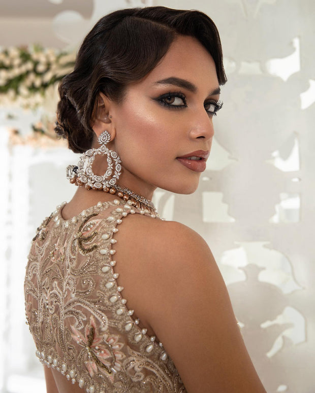 Embellished Indian Bridal Wear Peach Mermaid Lehenga 2022