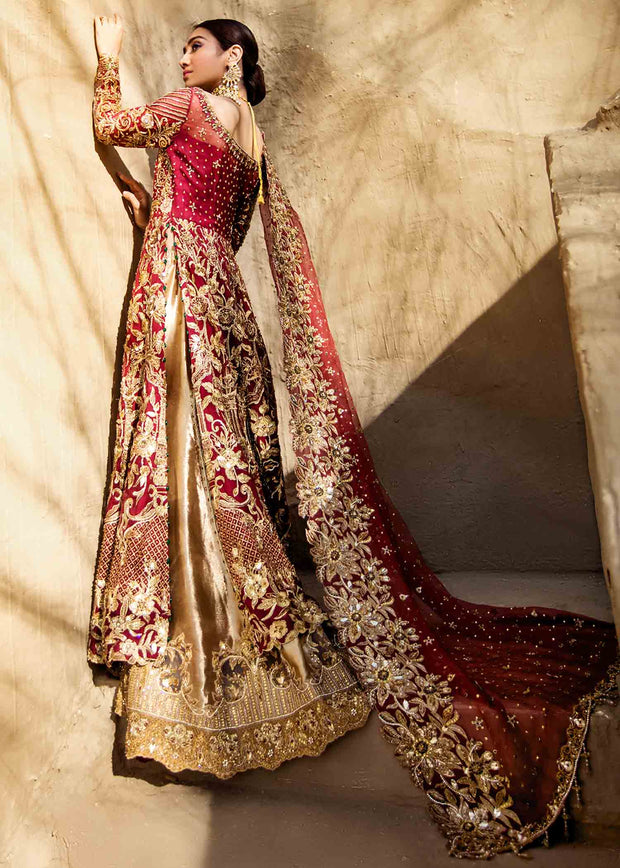 Embellished Indian Cream and Red Lehenga Dress 