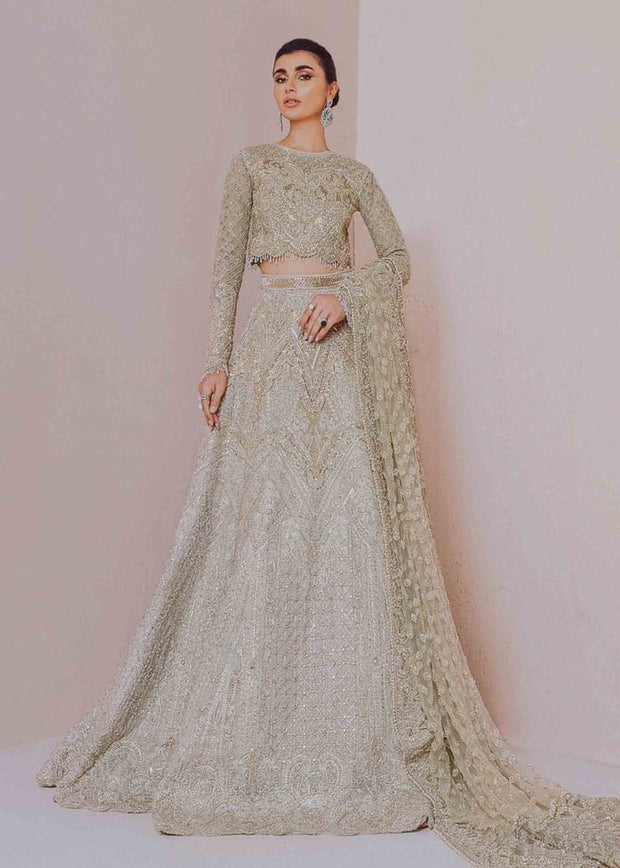 Embellished Indian White Bridal Ghagra Choli 