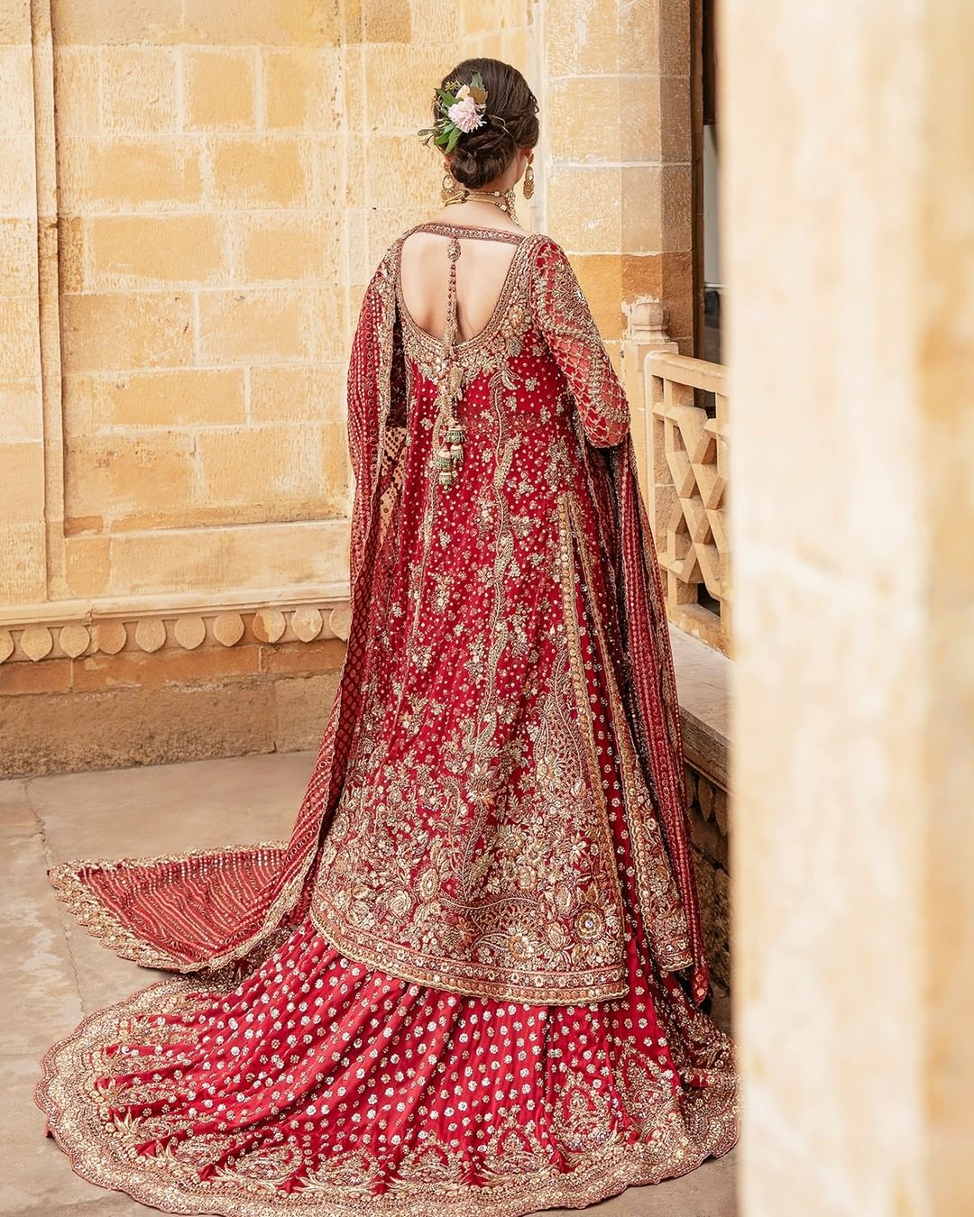 Stunning Red Pakistani Bridal Lehenga Kameez Dress