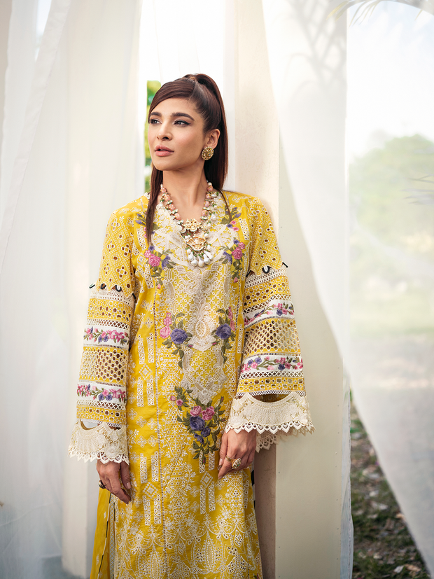 Embellished Lemon Salwar Kameez Pakistani Eid Dress 2022