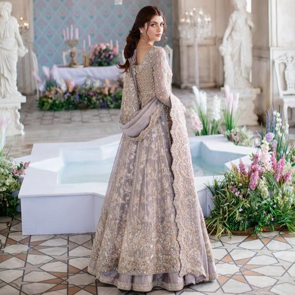 Embellished Lilac Lehenga Gown Pakistani Bridal