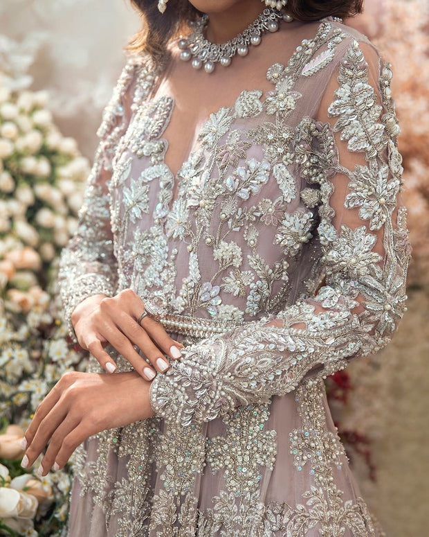 Embellished Lilac Lehenga Gown for Indian Bridal Wear 2022