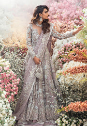Embellished Lilac Lehenga Gown for Indian Bridal Wear