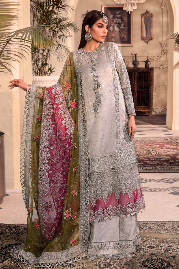 Silver Embellished Maria B Luxury Kameez Salwar Suit