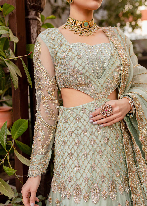 Embellished Mint Gown Lehenga Indian Bridal Wear