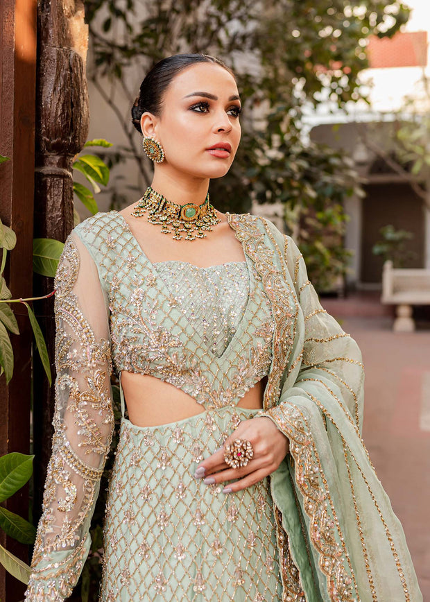 Embellished Mint Gown Lehenga Indian Bridal Wear