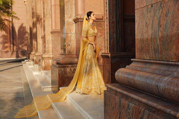 Embellished Mint Yellow Lehenga Choli 