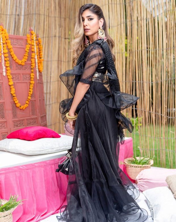 Embellished Net Black Lehenga Pakistani Party Dresses