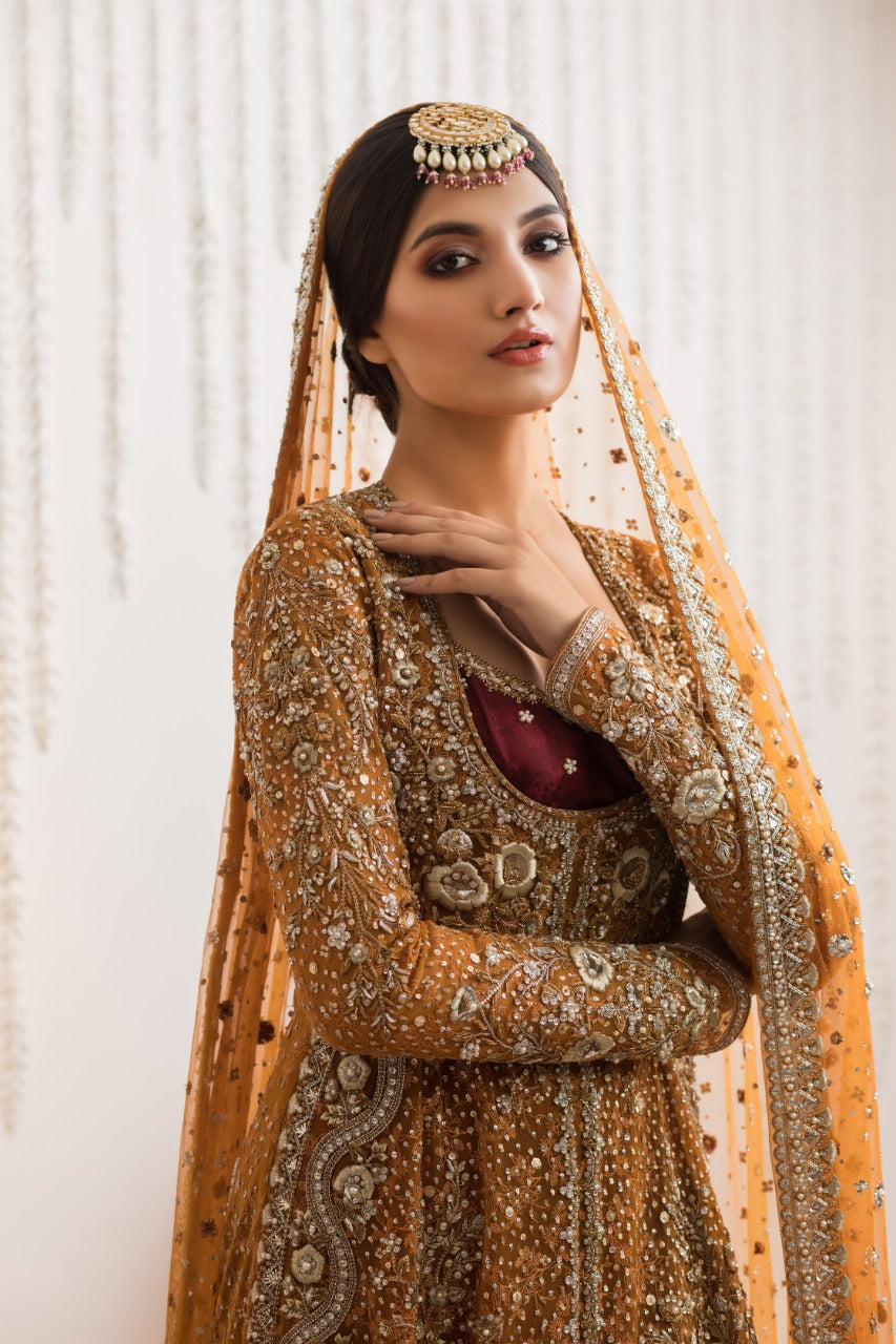 Embellished Orange Red Lehenga Frock Indian Bridal Wear 202