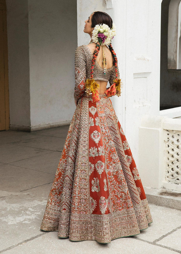 Embellished Organza Bridal Lehenga Choli and Double Dupattas Pakistani Bridal Dress