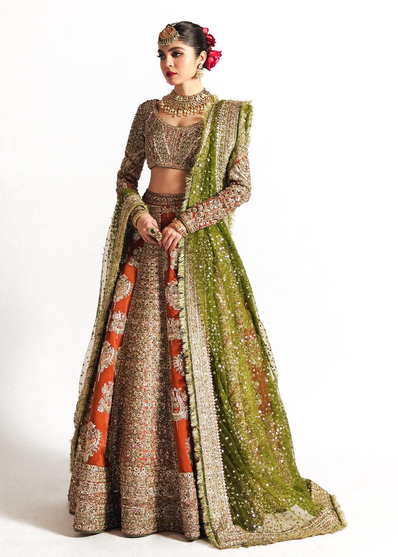 Lehenga Choli Designer Bollywood, Nuovo, Colore Grigio, Semi-cucito, Con Dupatta In Organza Pesante - Foto 4