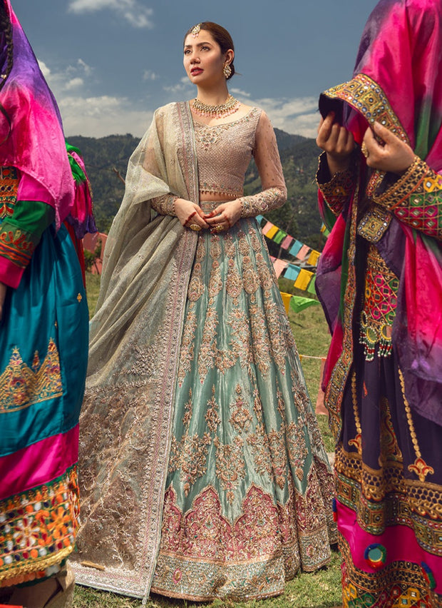 Embellished Organza Choli with Bridal Lehenga and Net Dupatta Pakistani Wedding Dress