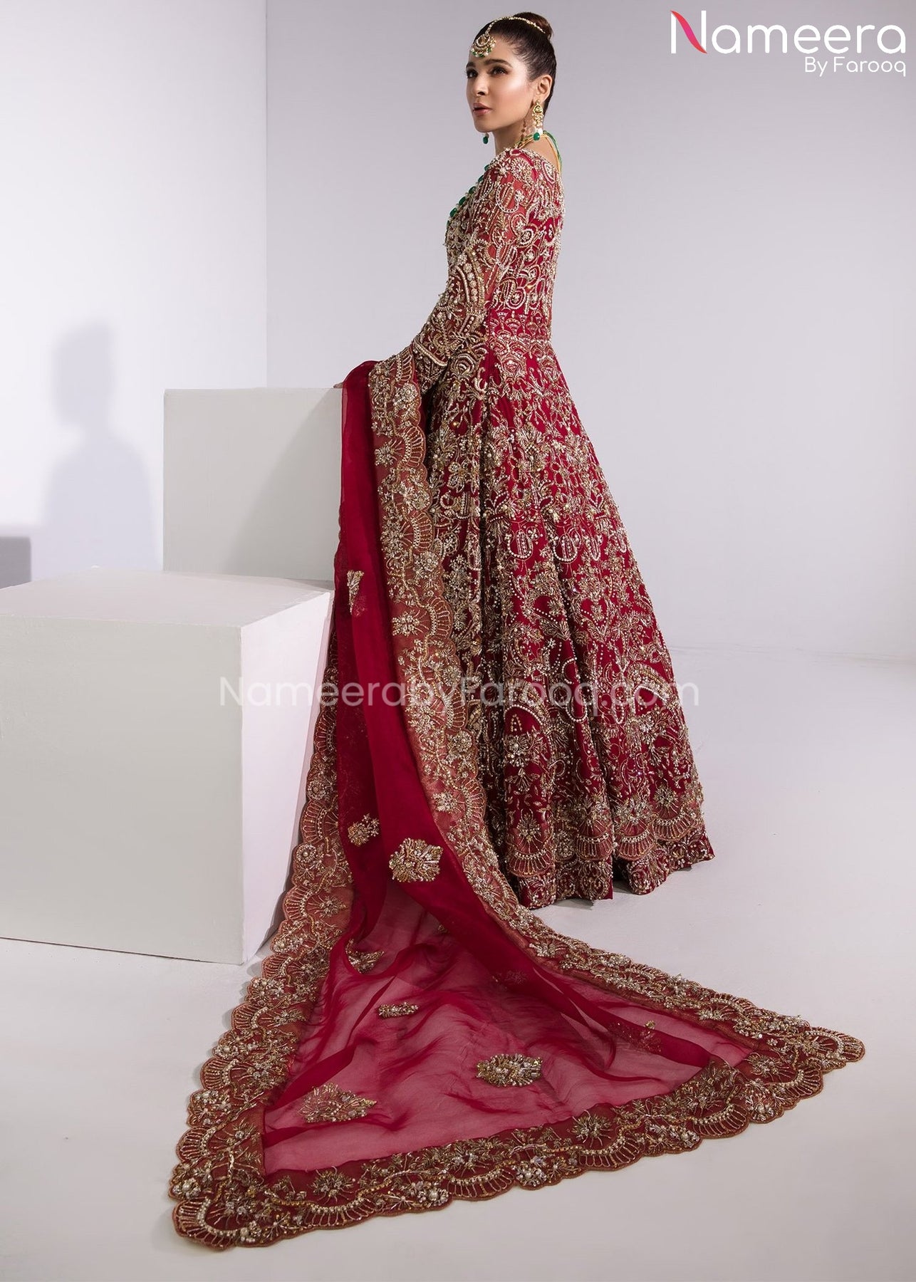 Trendy Embellished Pakistani Bridal Dress Online 2021 – Nameera by Farooq
