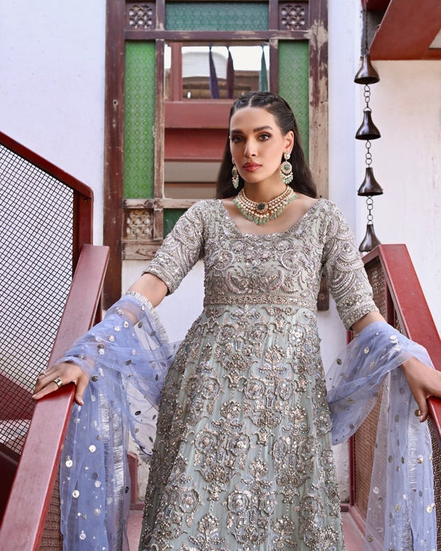 Embellished Pakistani Bridal Frock with Dupatta Dress Online