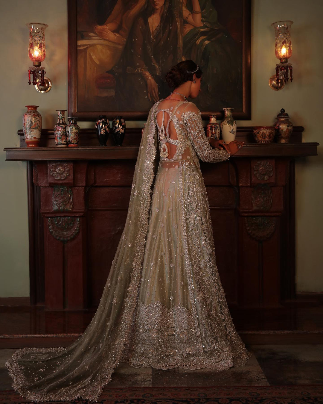 Embellished Pakistani Bridal Gown & Lehenga Set for Weddings