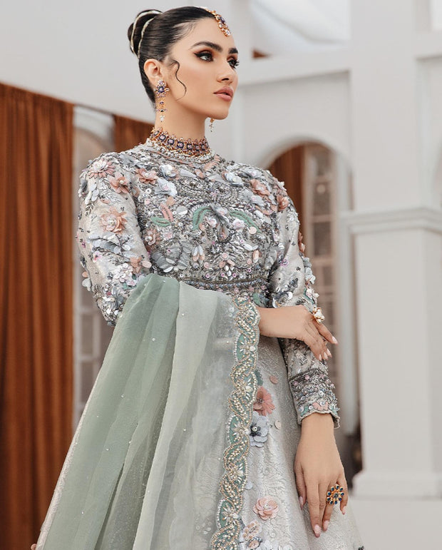 Embellished Pakistani Bridal Gown and Dupatta Dress Online
