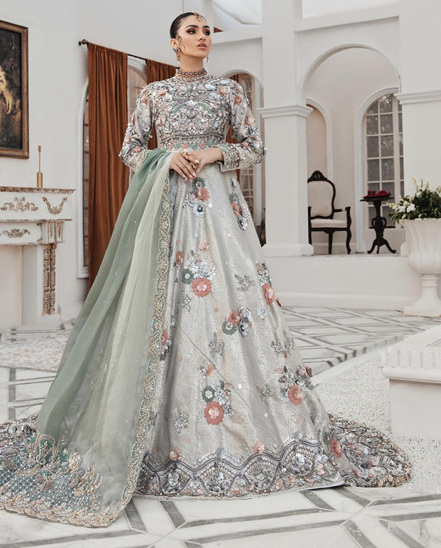Embellished Pakistani Bridal Gown and Dupatta Dress