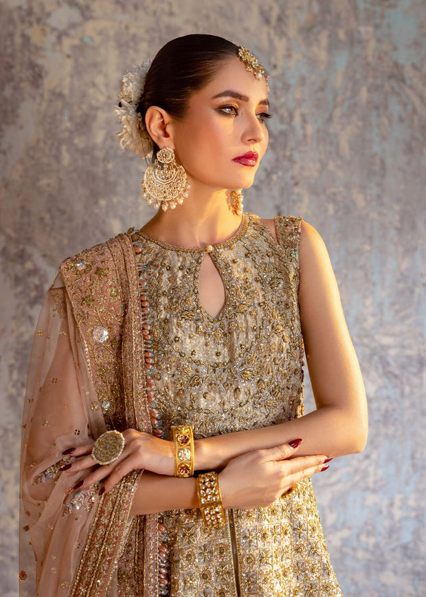 Embellished Pakistani Bridal Gown with Lehenga Dupatta Dress