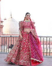 Embellished Pakistani Bridal Lehenga Choli Dupatta