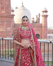 Embellished Pakistani Bridal Lehenga Choli and Dupatta Dress