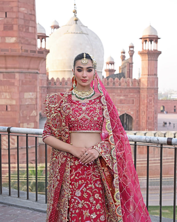 Embellished Pakistani Bridal Lehenga Choli and Dupatta Dress