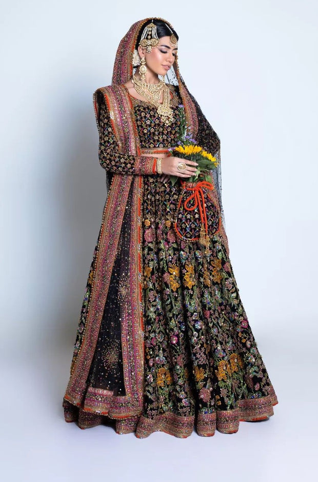 Embellished Pakistani Bridal Lehenga Choli and Dupatta Dress
