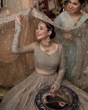 Embellished Pakistani Bridal Lehenga Choli and Dupatta Online