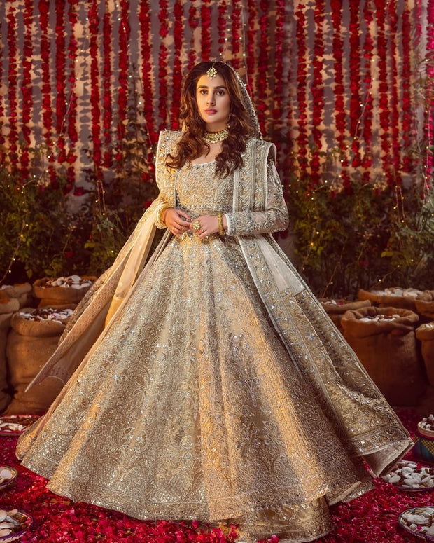 Embellished Pakistani Bridal Lehenga and Pishwas Dress